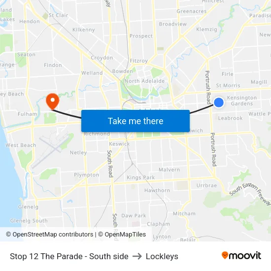 Stop 12 The Parade - South side to Lockleys map