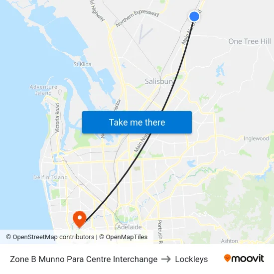 Zone B Munno Para Centre Interchange to Lockleys map