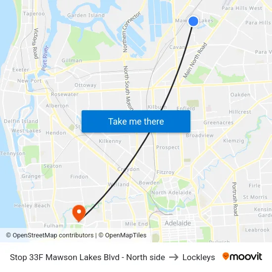 Stop 33F Mawson Lakes Blvd - North side to Lockleys map