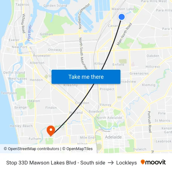 Stop 33D Mawson Lakes Blvd - South side to Lockleys map