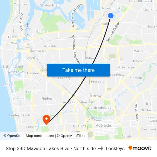 Stop 33D Mawson Lakes Blvd - North side to Lockleys map