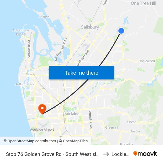 Stop 76 Golden Grove Rd - South West side to Lockleys map