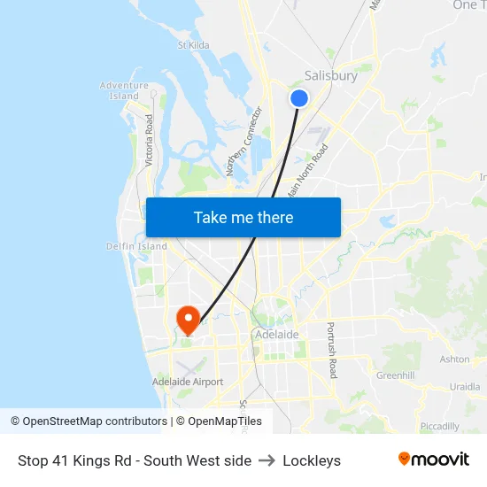 Stop 41 Kings Rd - South West side to Lockleys map