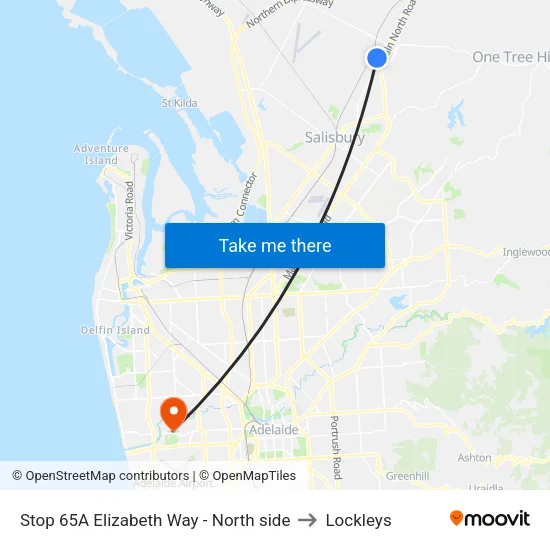 Stop 65A Elizabeth Way - North side to Lockleys map