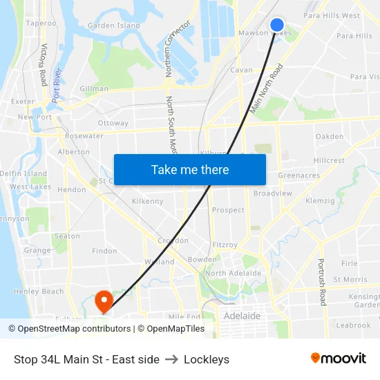 Stop 34L Main St - East side to Lockleys map