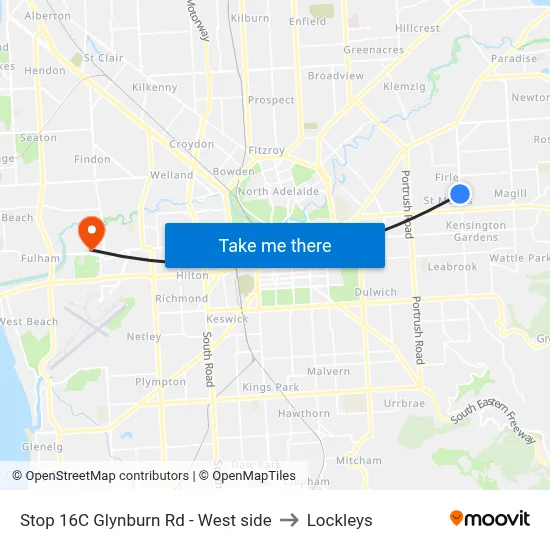 Stop 16C Glynburn Rd - West side to Lockleys map