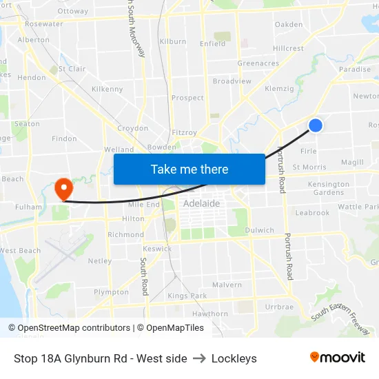 Stop 18A Glynburn Rd - West side to Lockleys map