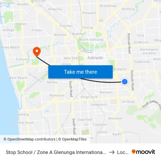 Stop School / Zone A Glenunga International High School Conyngham St to Lockleys map
