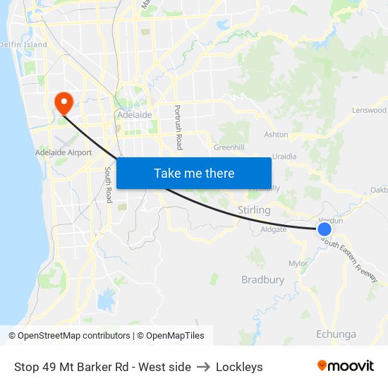 Stop 49 Mt Barker Rd - West side to Lockleys map