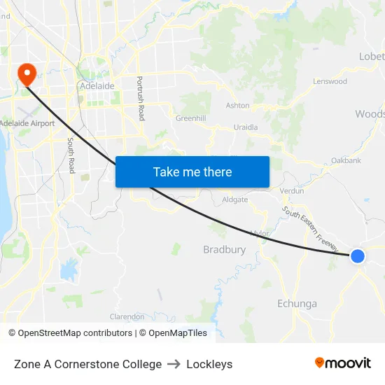 Zone A Cornerstone College to Lockleys map