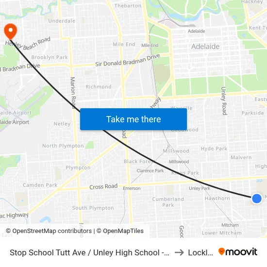 Stop School Tutt Ave / Unley High School - South side to Lockleys map