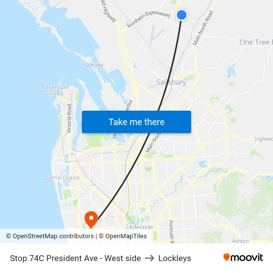 Stop 74C President Ave - West side to Lockleys map