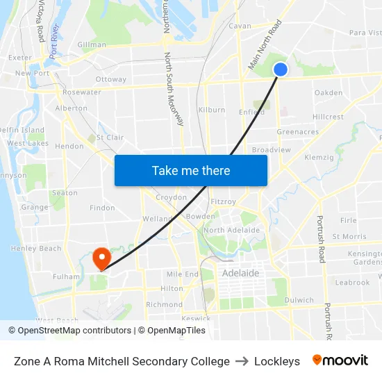 Zone A Roma Mitchell Secondary College to Lockleys map
