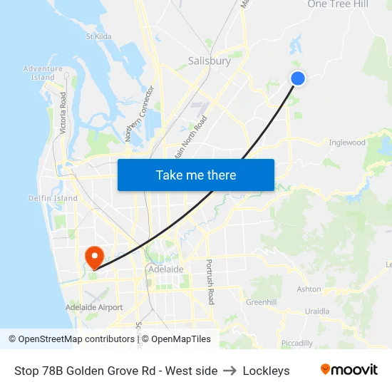 Stop 78B Golden Grove Rd - West side to Lockleys map