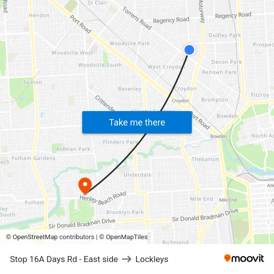 Stop 16A Days Rd - East side to Lockleys map