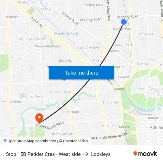 Stop 15B Pedder Cres - West side to Lockleys map
