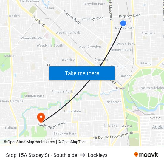 Stop 15A Stacey St - South side to Lockleys map