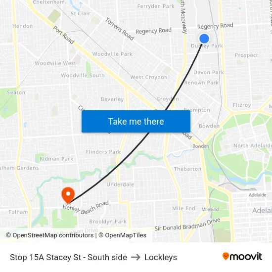 Stop 15A Stacey St - South side to Lockleys map