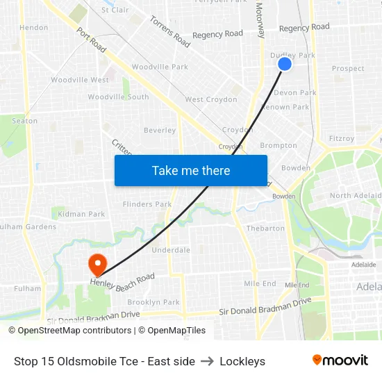 Stop 15 Oldsmobile Tce - East side to Lockleys map