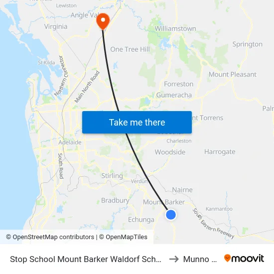 Stop School Mount Barker Waldorf School Sims Rd to Munno Para map