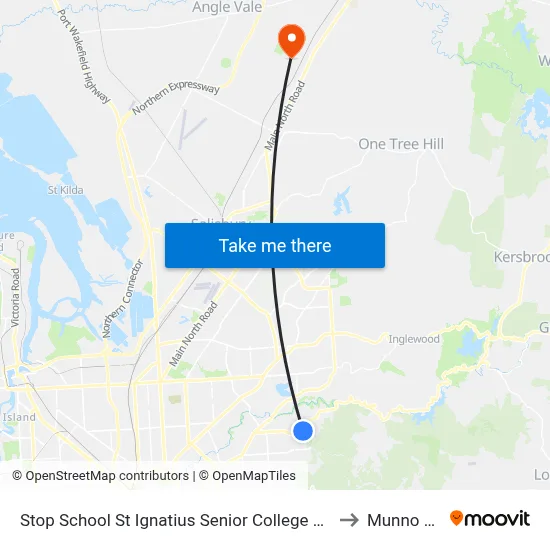 Stop School St Ignatius Senior College Manresa Ct to Munno Para map