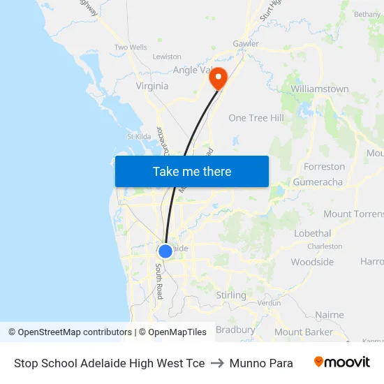 Stop School Adelaide High West Tce to Munno Para map