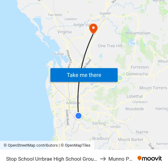 Stop School Urrbrae High School Grounds to Munno Para map