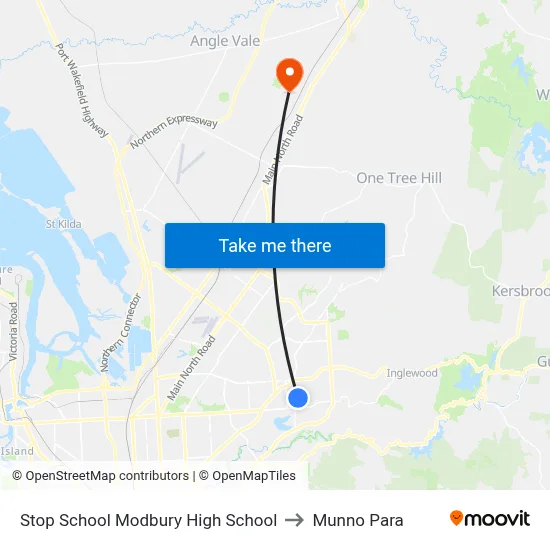 Stop School Modbury High School to Munno Para map