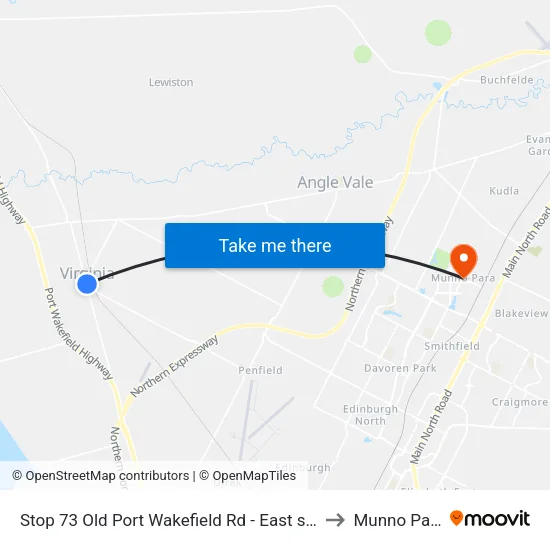 Stop 73 Old Port Wakefield Rd - East side to Munno Para map