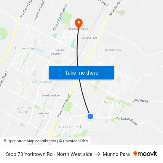 Stop 73 Yorktown Rd - North West side to Munno Para map