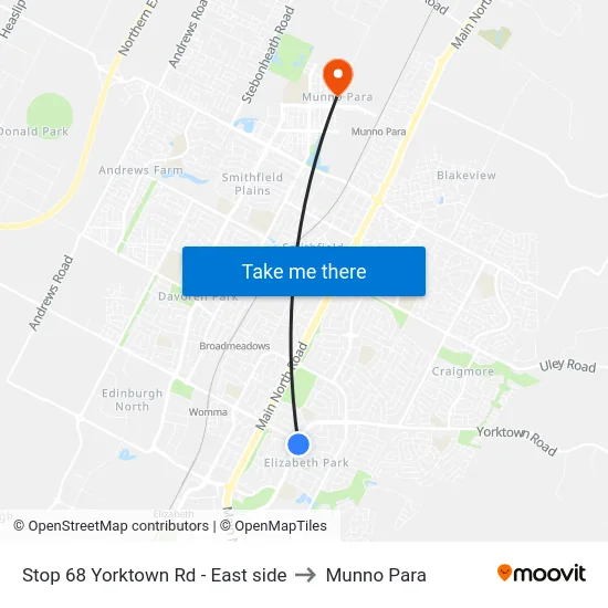 Stop 68 Yorktown Rd - East side to Munno Para map