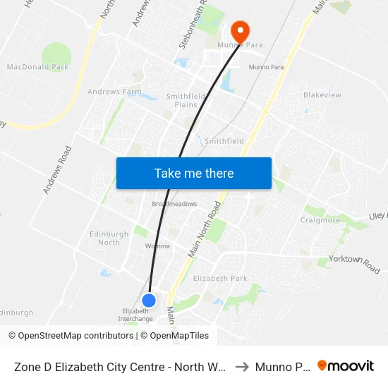 Zone D Elizabeth City Centre - North West side to Munno Para map