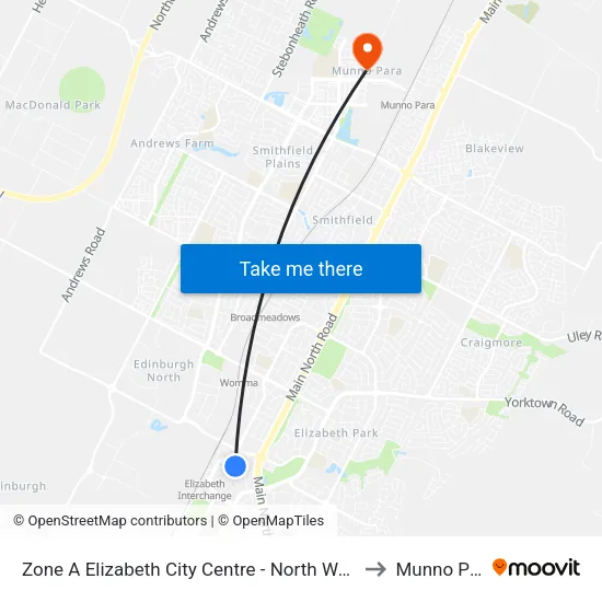 Zone A Elizabeth City Centre - North West side to Munno Para map