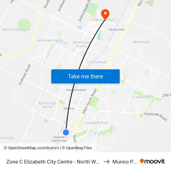 Zone C Elizabeth City Centre - North West side to Munno Para map