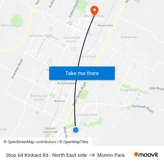 Stop 64 Kinkaid Rd - North East side to Munno Para map