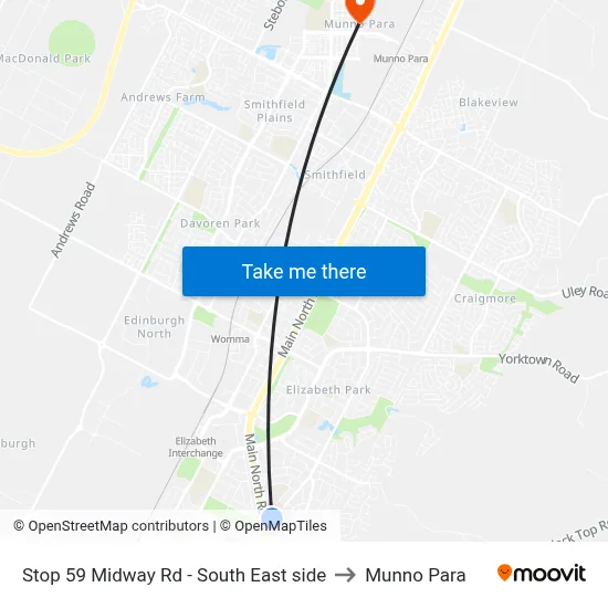 Stop 59 Midway Rd - South East side to Munno Para map