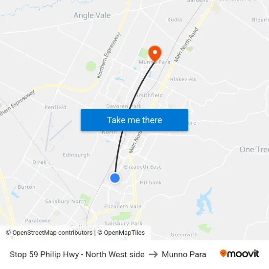 Stop 59 Philip Hwy - North West side to Munno Para map