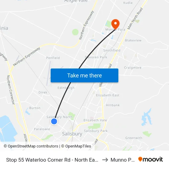 Stop 55 Waterloo Corner Rd - North East side to Munno Para map