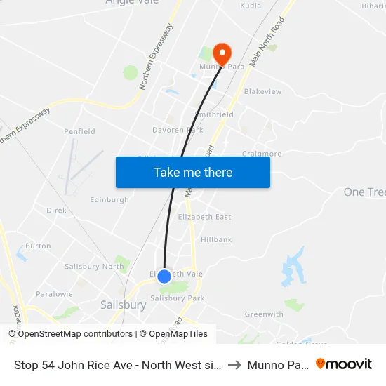 Stop 54 John Rice Ave - North West side to Munno Para map
