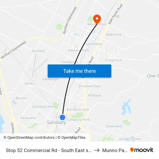 Stop 52 Commercial Rd - South East side to Munno Para map