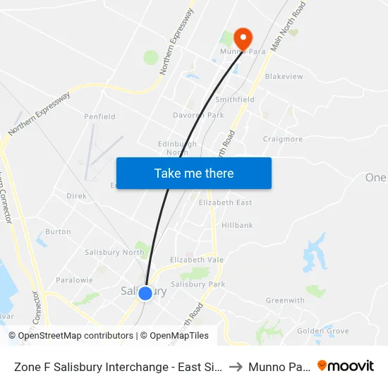 Zone F Salisbury Interchange - East Side to Munno Para map