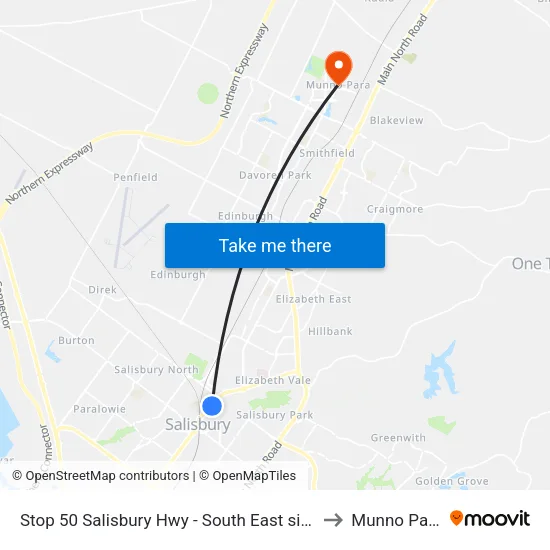 Stop 50 Salisbury Hwy - South East side to Munno Para map