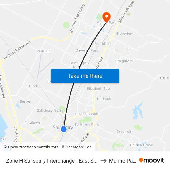 Zone H Salisbury Interchange - East Side to Munno Para map