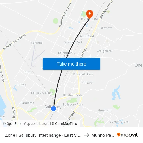Zone I Salisbury Interchange - East Side to Munno Para map