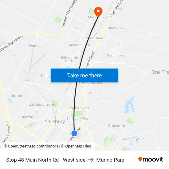 Stop 48 Main North Rd - West side to Munno Para map