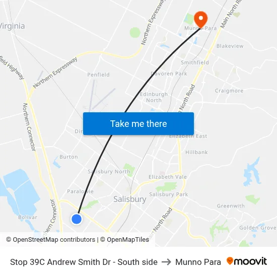 Stop 39C Andrew Smith Dr - South side to Munno Para map