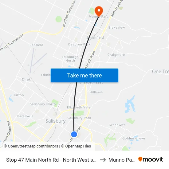 Stop 47 Main North Rd - North West side to Munno Para map