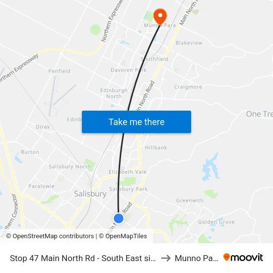 Stop 47 Main North Rd - South East side to Munno Para map
