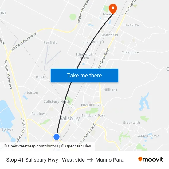 Stop 41 Salisbury Hwy - West side to Munno Para map