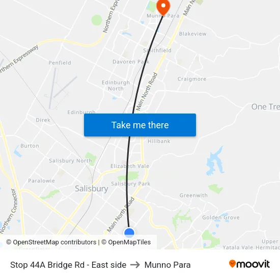 Stop 44A Bridge Rd - East side to Munno Para map